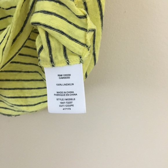 Joie Tee Shirt Womens M Short Sleeves Yellow Blue Stripes 100% Linen Sco… - Picture 4 of 6